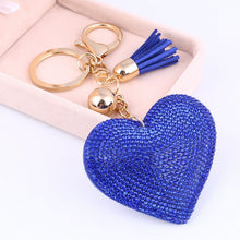 Load image into Gallery viewer, ZOSH Heart Keychain Leather Tassel Gold Key Holder Metal Crystal Key Chain Keyring Charm Bag Auto Pendant Gift Wholesale Price