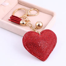 Load image into Gallery viewer, ZOSH Heart Keychain Leather Tassel Gold Key Holder Metal Crystal Key Chain Keyring Charm Bag Auto Pendant Gift Wholesale Price