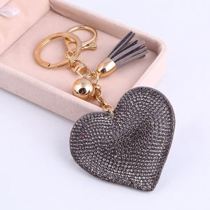 ZOSH Heart Keychain Leather Tassel Gold Key Holder Metal Crystal Key Chain Keyring Charm Bag Auto Pendant Gift Wholesale Price