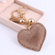 Load image into Gallery viewer, ZOSH Heart Keychain Leather Tassel Gold Key Holder Metal Crystal Key Chain Keyring Charm Bag Auto Pendant Gift Wholesale Price