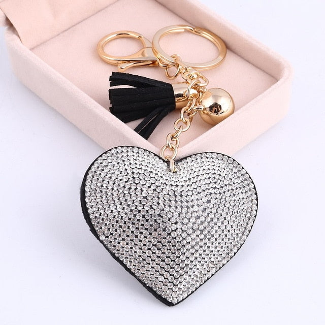 ZOSH Heart Keychain Leather Tassel Gold Key Holder Metal Crystal Key Chain Keyring Charm Bag Auto Pendant Gift Wholesale Price