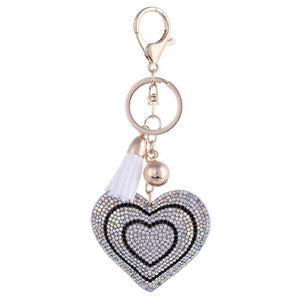 ZOSH Heart Keychain Leather Tassel Gold Key Holder Metal Crystal Key Chain Keyring Charm Bag Auto Pendant Gift Wholesale Price