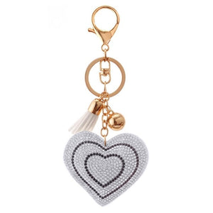 ZOSH Heart Keychain Leather Tassel Gold Key Holder Metal Crystal Key Chain Keyring Charm Bag Auto Pendant Gift Wholesale Price